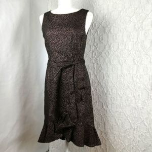 Calvin Klein Cocktail Dress, Black w/Silver Sparkle & Gold Zipper, NWT, Size 8